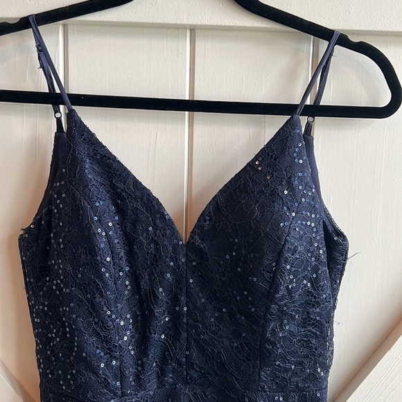 SALE Size 7 Junior Be Smart Navy High Low Cocktail Dress - Picture 2 of 10